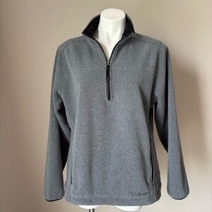 L.L. Bean 1/4 Zip Polartec Fleece Pullover Womens Lg Gray Kangaroo Zip Pockets